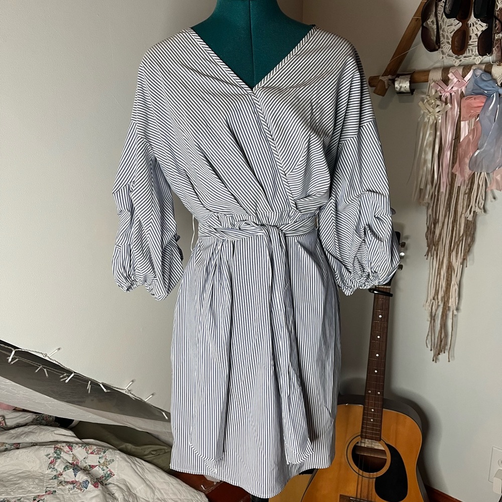 a.moss striped short dress